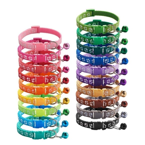 Cat ID Pink Collars Bell Adjustable 19-32cm Soft Nylon Litter Identification - Picture 1 of 5